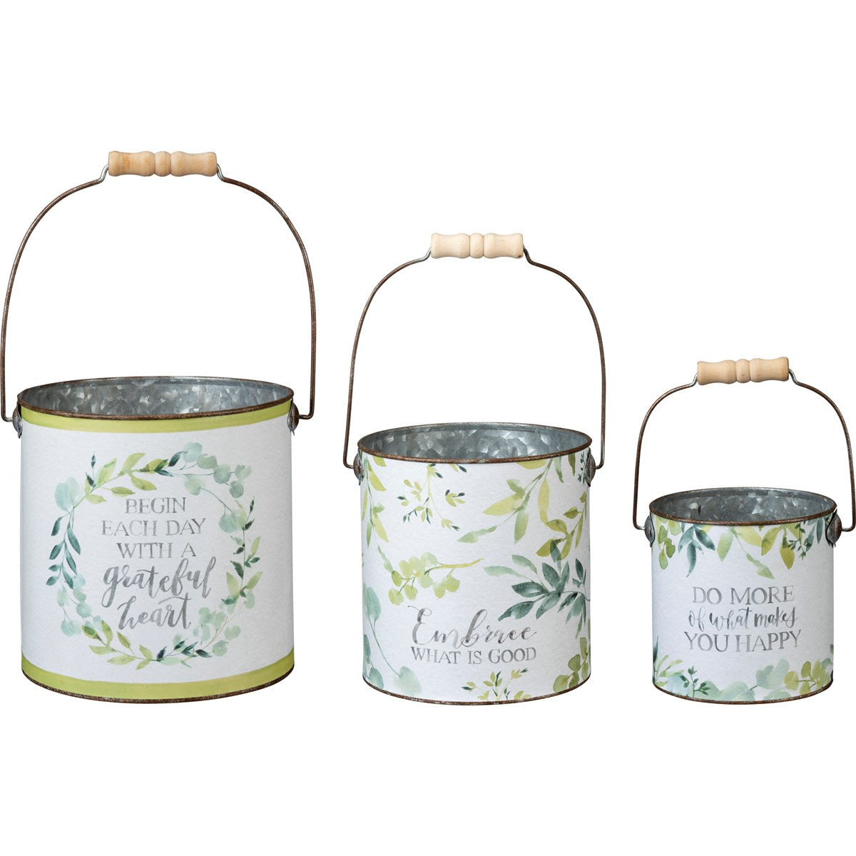 Begin Each Day Large Metal Bucket
