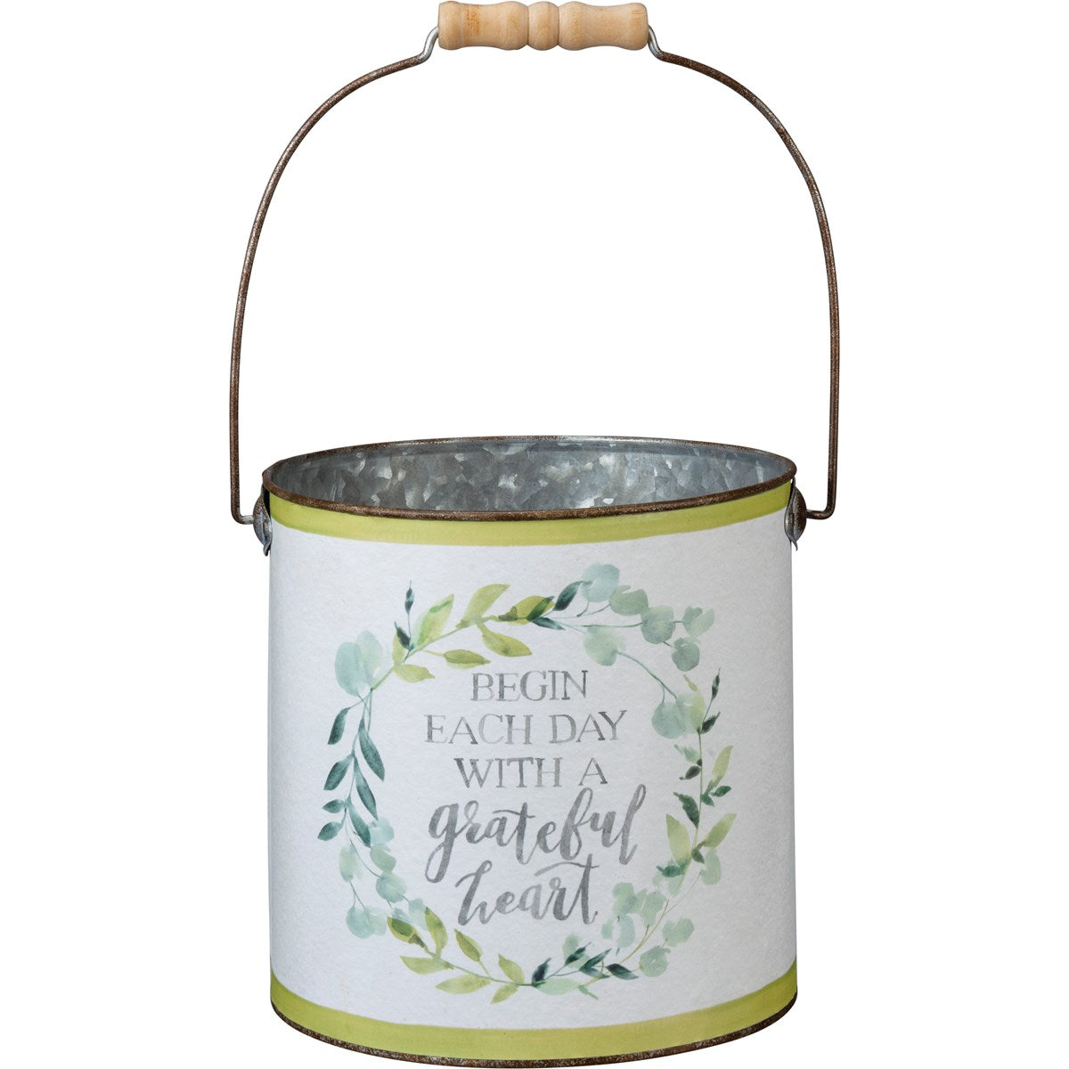 Begin Each Day Large Metal Bucket