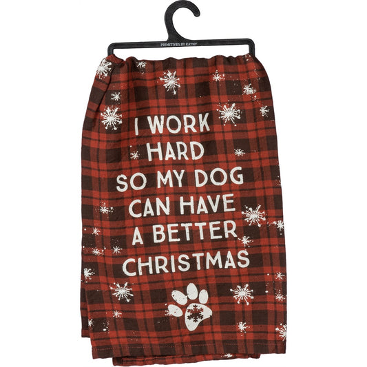Work Hard Dog Dish Towel