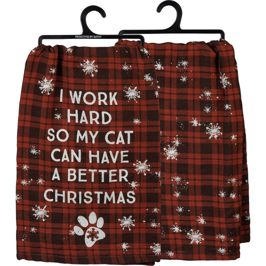 WORK HARD CAT DISH TOWEL