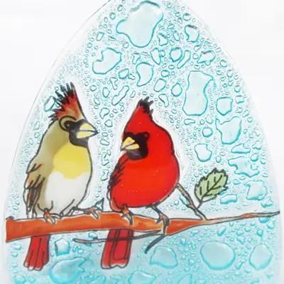 Cardinal Couple Glass Nightlight