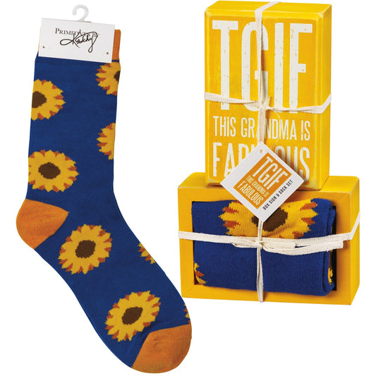 Grandma Box Sign and Sock Set