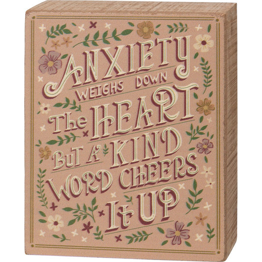 A KIND WORD Cheers It Up Box Sign