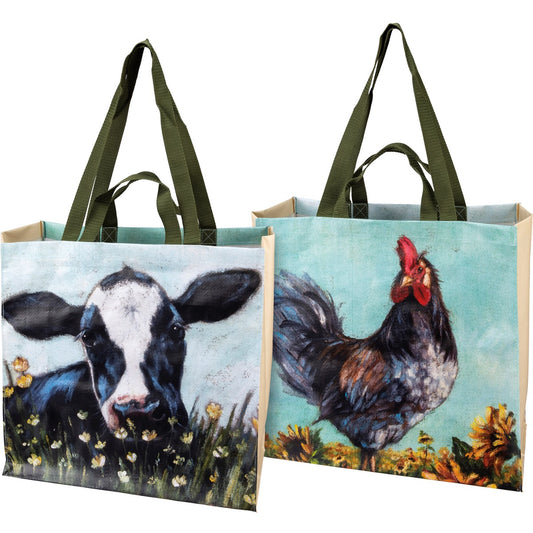 ROOSTER & COW MARKET TOTE