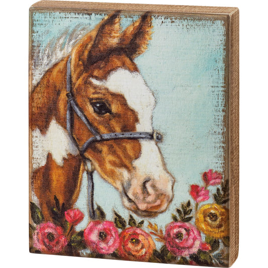 HORSE FLORAL Block Sign