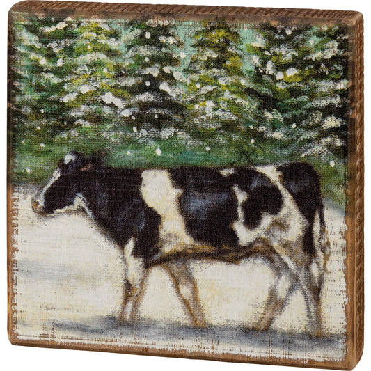 WINTER Cow Block Sign