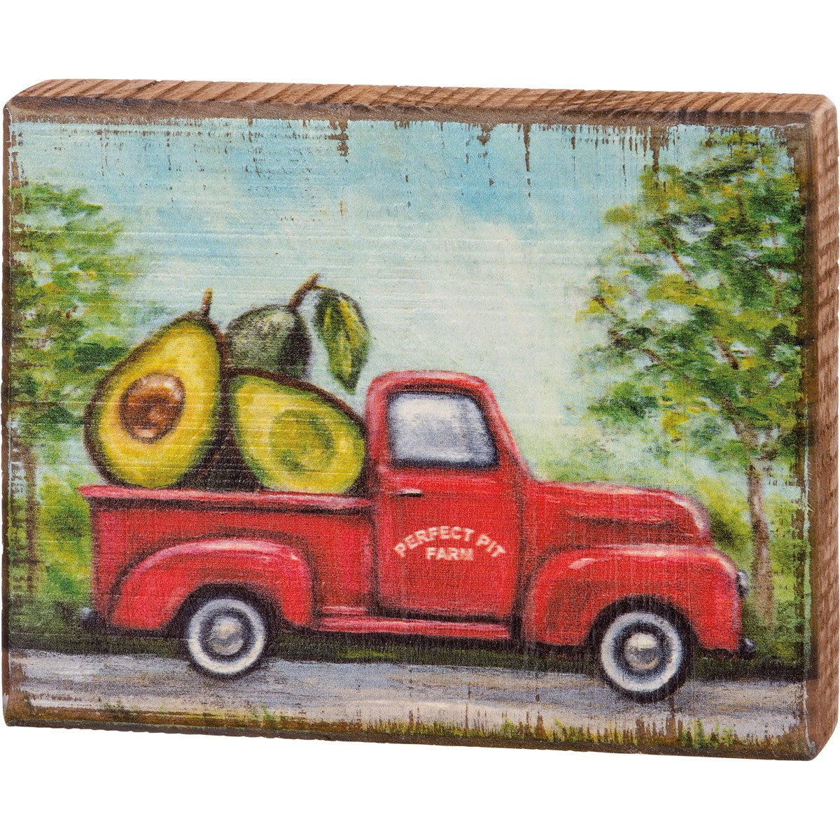AVOCADO RED TRUCK BLOCK SIGN