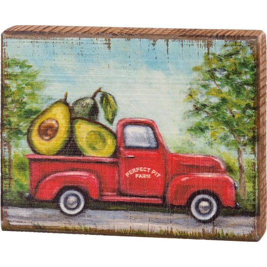 AVOCADO RED TRUCK BLOCK SIGN