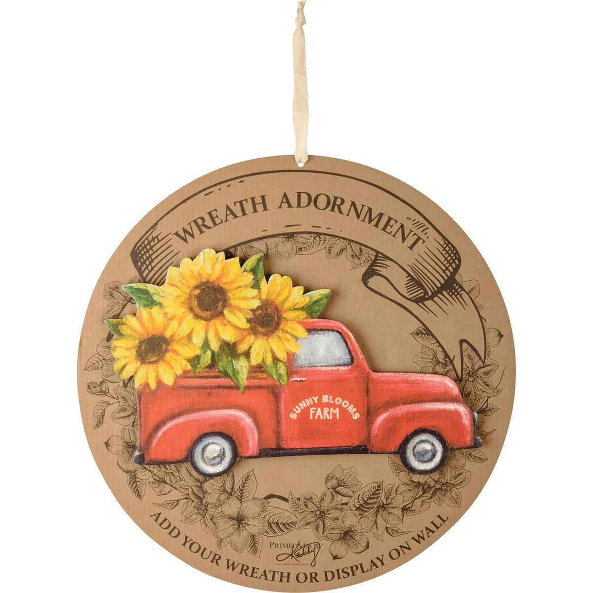 RED TRUCK SUNFLOWERS WREATH INSERT