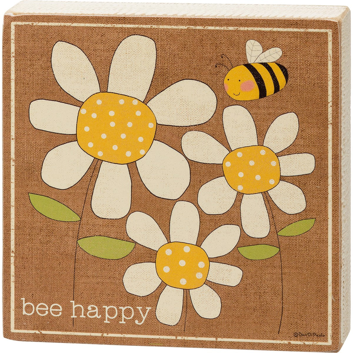 Bee Happy Block Sign