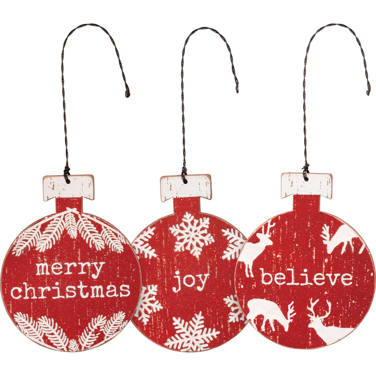 Rustic Wooden Bulb Ornament - Asst
