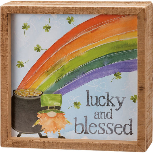 Lucky and Blessed Inset Box Sign