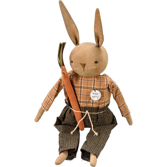 Happy Spring Jack Rabbit Fabric Doll