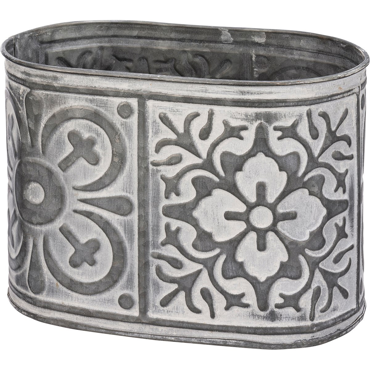Floral Embossed Oval Bin