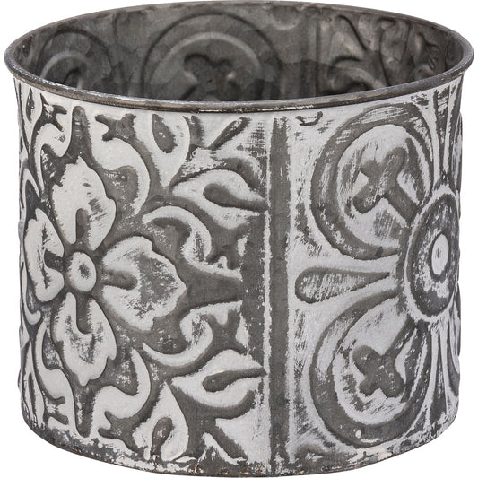 Large Floral Embossed Round Bin