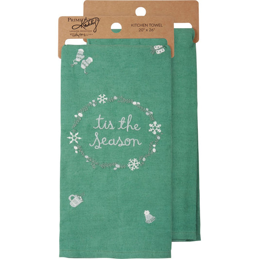 TIS THE SEASON Embroidered Tea Towel