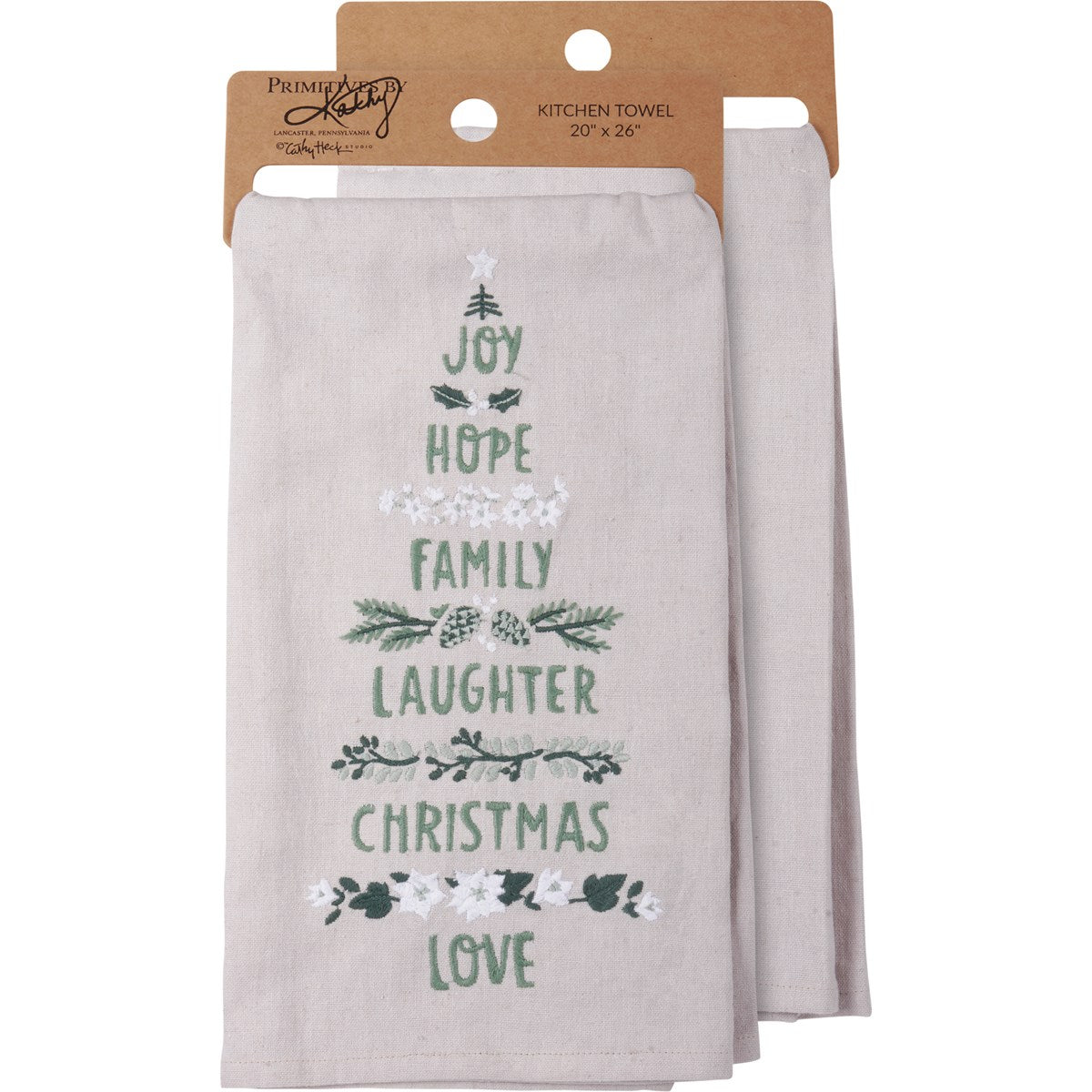 Family Laughter Embroidered Tea Towel