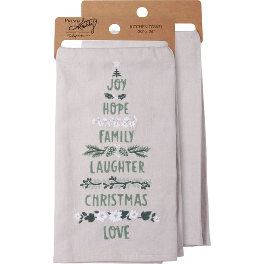 Family Laughter Embroidered Tea Towel