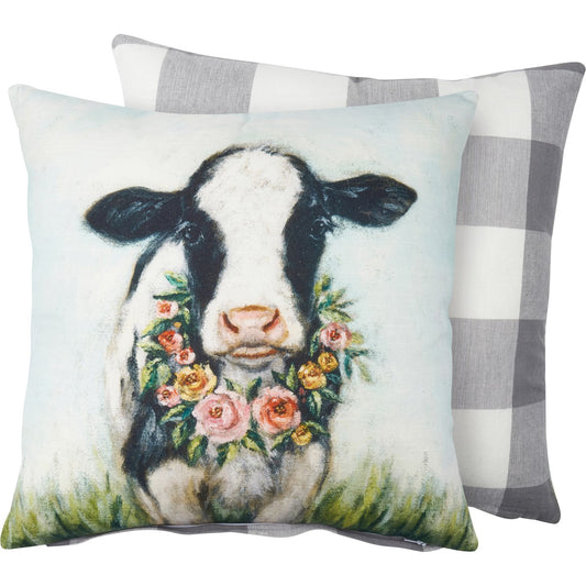 Cow And Wreath Pillow
