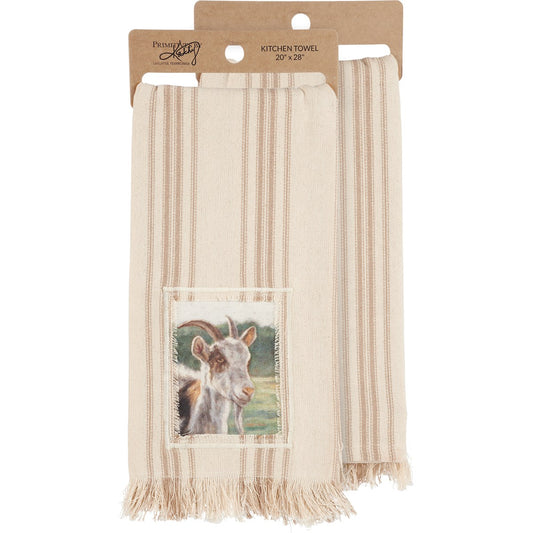 White Goat Kitchen Towel
