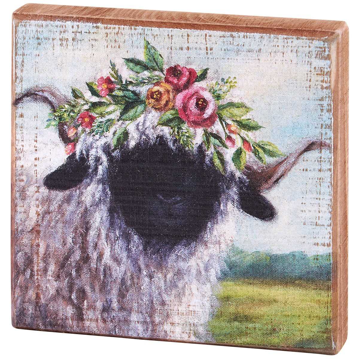 FLORAL SHEEP BLOCK SIGN