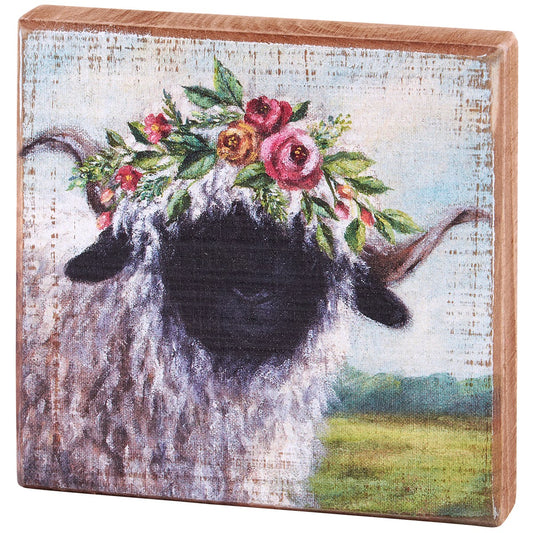 FLORAL SHEEP BLOCK SIGN