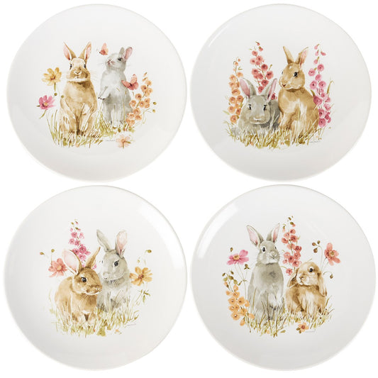 FLOWER BUNNIES PLATE 8 INCH