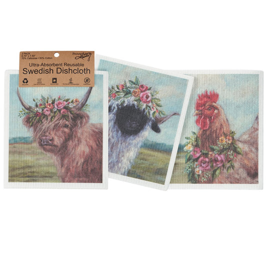 Farm Swedish Dish Cloth Set of 3