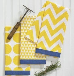 YELLOW KITCHEN DISHTOWEL SET of 3
