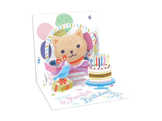 Kitten In Basket Pop Up Card