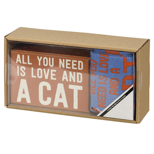 Love and A CAT BOX SIGN & SOCK SET