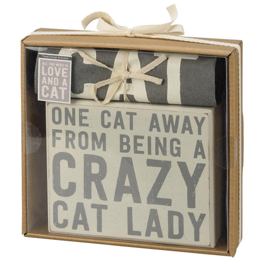 Crazy Cat Lady Box Sign and Towel Set