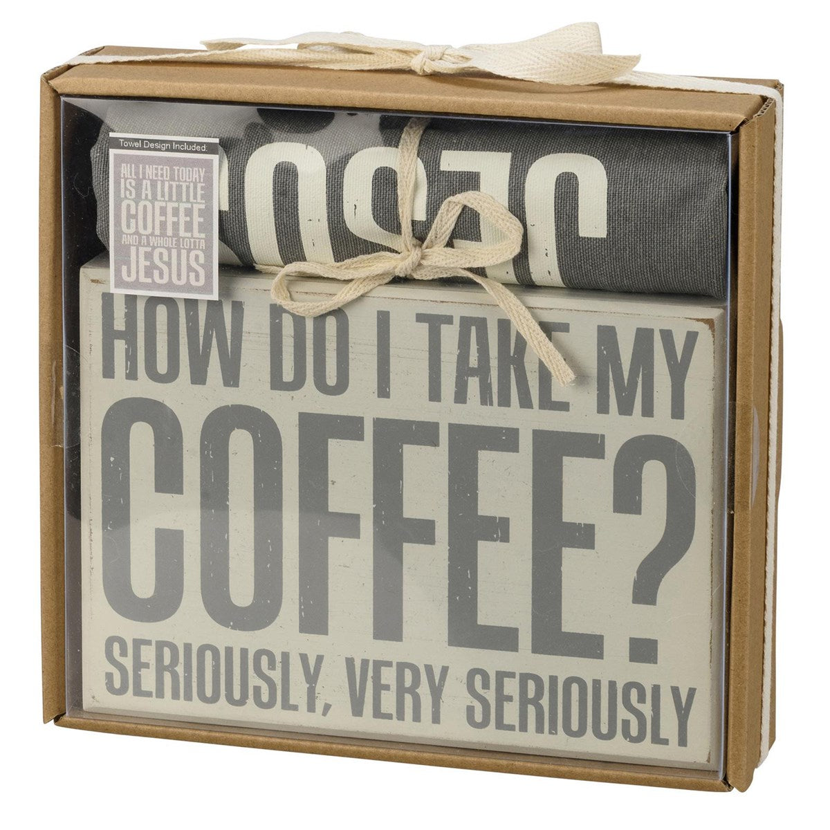 Coffee Box Sign and Jesus Towel Set