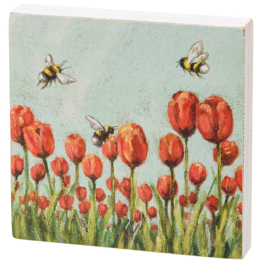 Tulips Block Sign 6X6