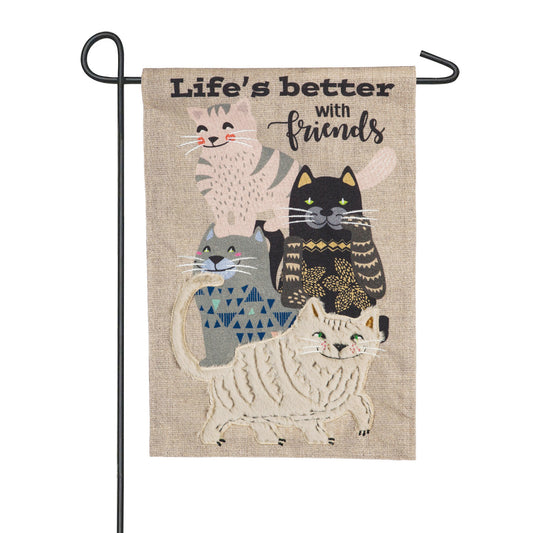 Life With Cats Burlap Garden Flag