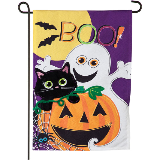 Halloween Boo Linen Garden Flag