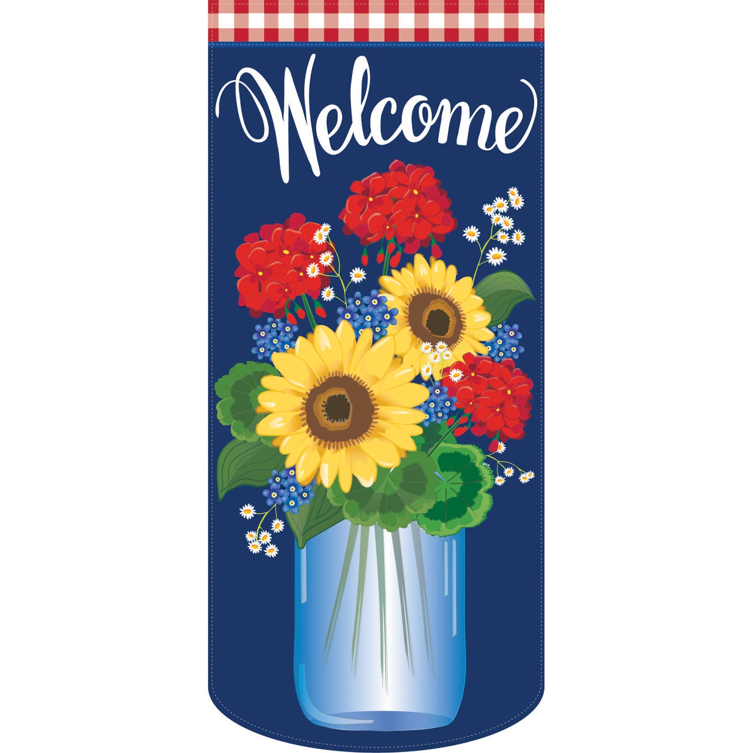 Patriotic Mason Jar LONG GARDEN FLAG