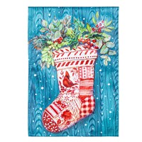 CHRISTMAS STOCKING MOIRE GARDEN FLAG