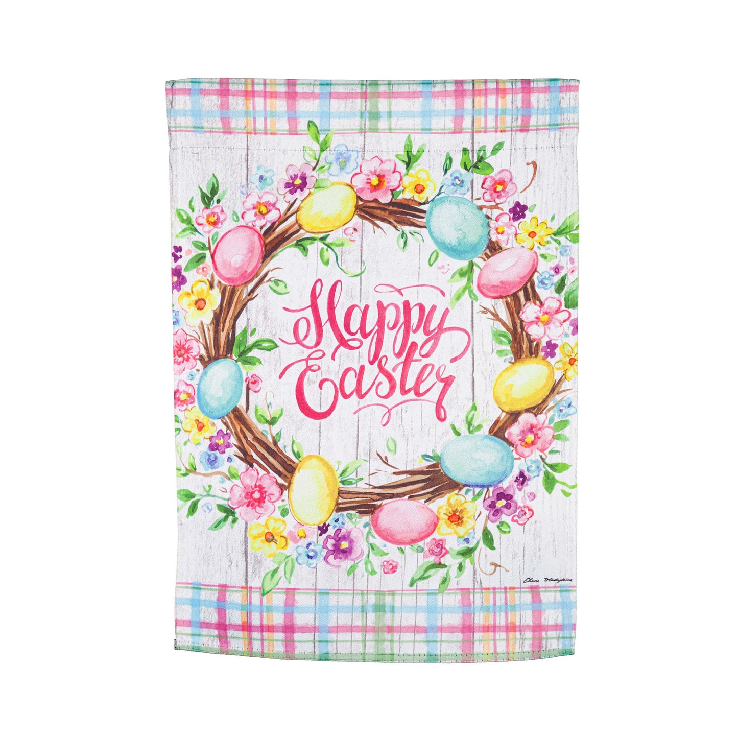 EASTER FLORAL WREATH Garden Flag