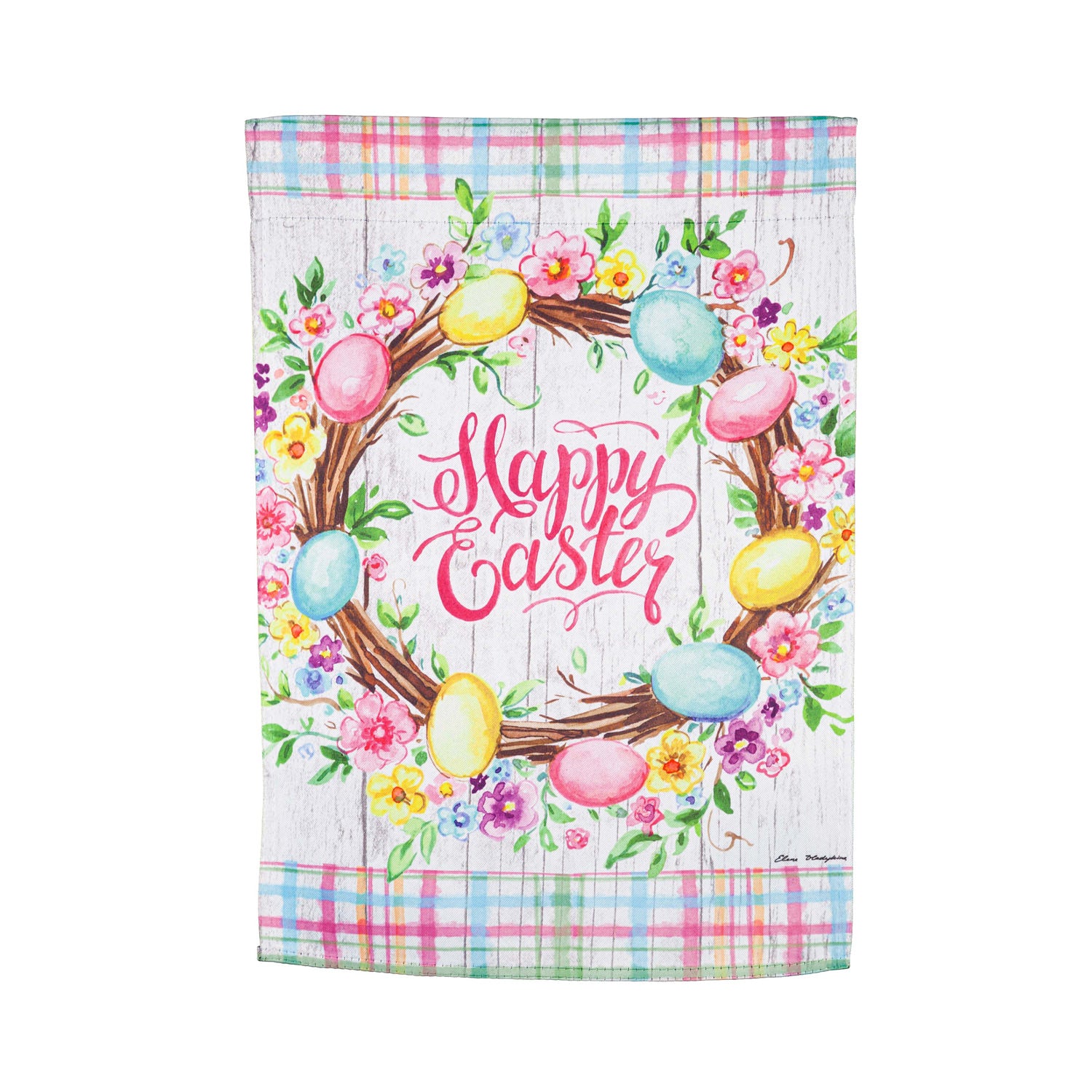 EASTER FLORAL WREATH Garden Flag