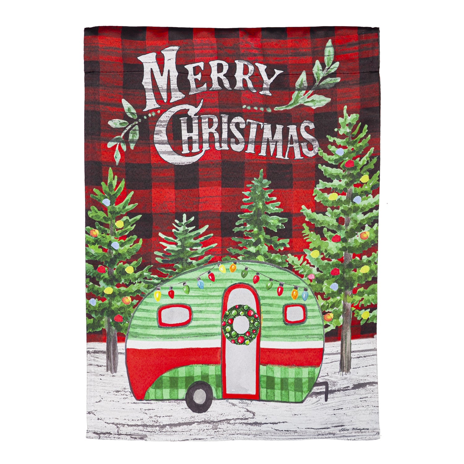 CHRISTMAS CAMPER GARDEN FLAG