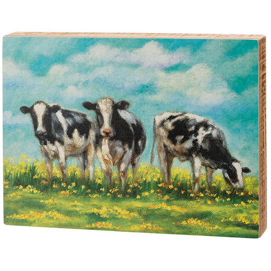 THREE COWS IN FIELD BOX SIGN
