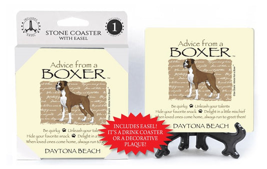 BOXER ADVICE COASTER W/EASEL