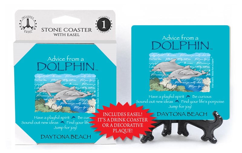 DOLPHIN ADVICE COASTER W/EASEL