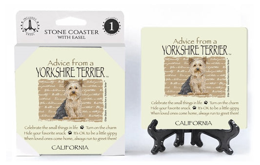 YORKIE ADVICE COASTER W/EASEL