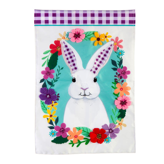 GINGHAM Bunny APPLIQUE GARDEN FLAG
