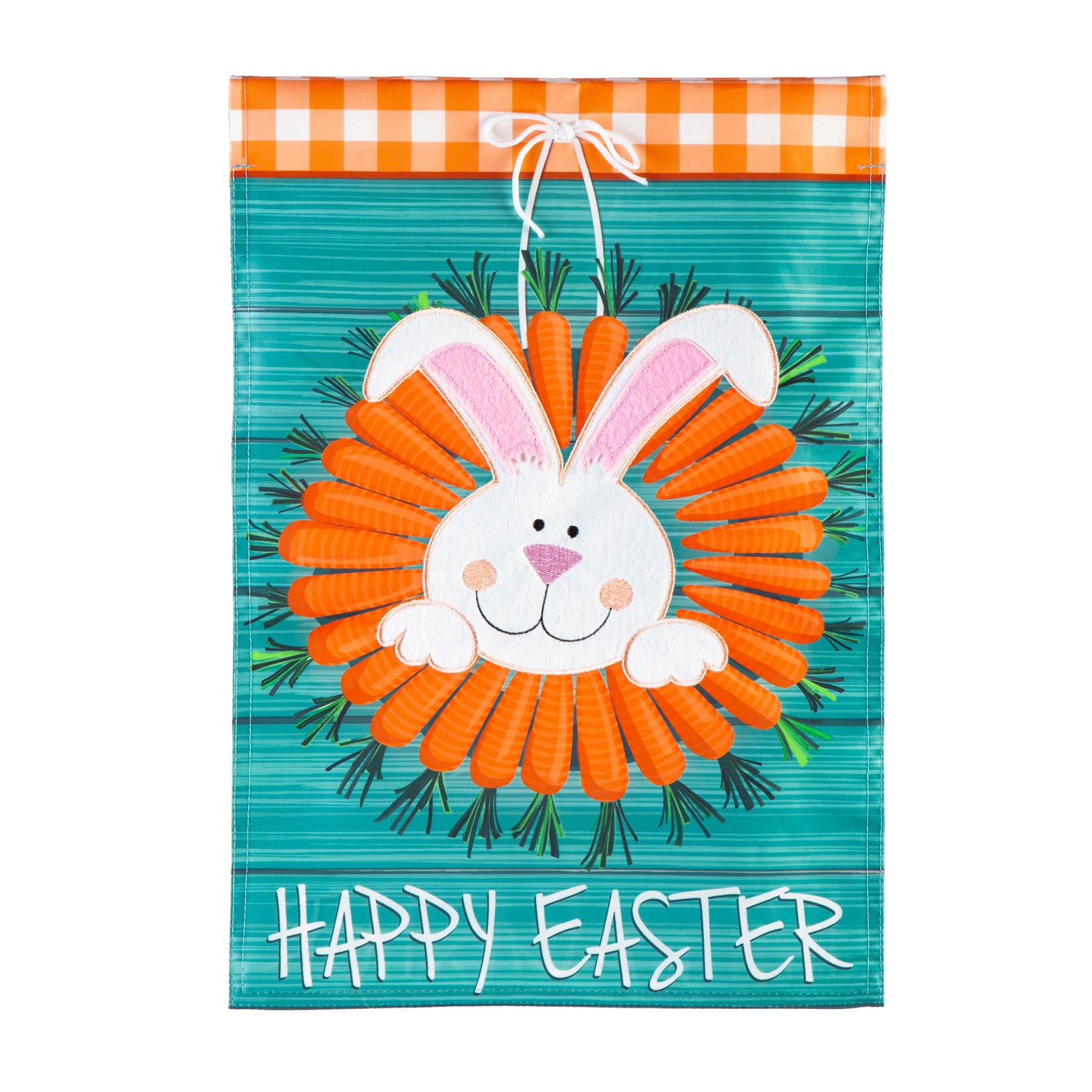 CARROT WREATH APPLIQUE GARDEN FLAG