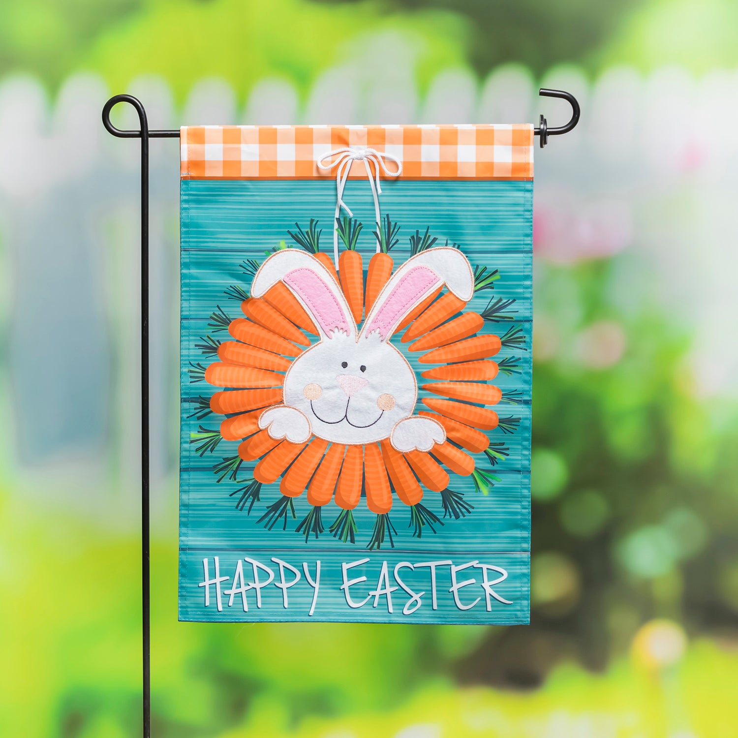 CARROT WREATH APPLIQUE GARDEN FLAG