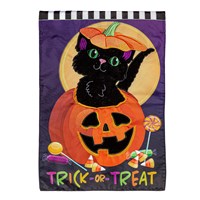 TRICK OR TREAT CAT GARDEN FLAG