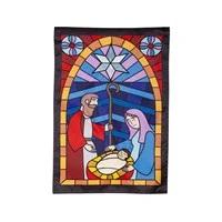 STAINED GLASS APPLIQUE GARDEN FLAG
